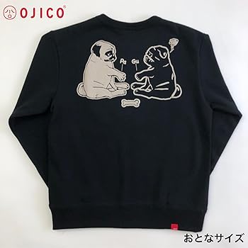 【新品未使用】OJICO パグ トレーナー 男女兼用 L お揃い 親子 カップル 新品】ojico パグ PUG×HUGトレーナー 親子 お揃い Sサイズ